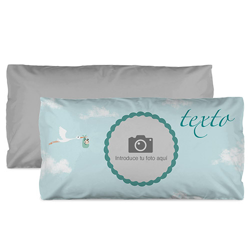 Almohada personalizada 60x30 Cigüeña Azul - Imagen 2