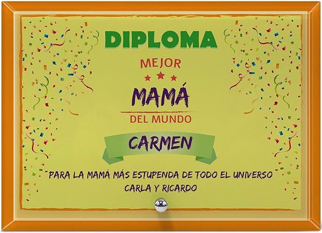 Marco  de cristal biselado 13x18 personalizado DIPLOMA CONFETTI