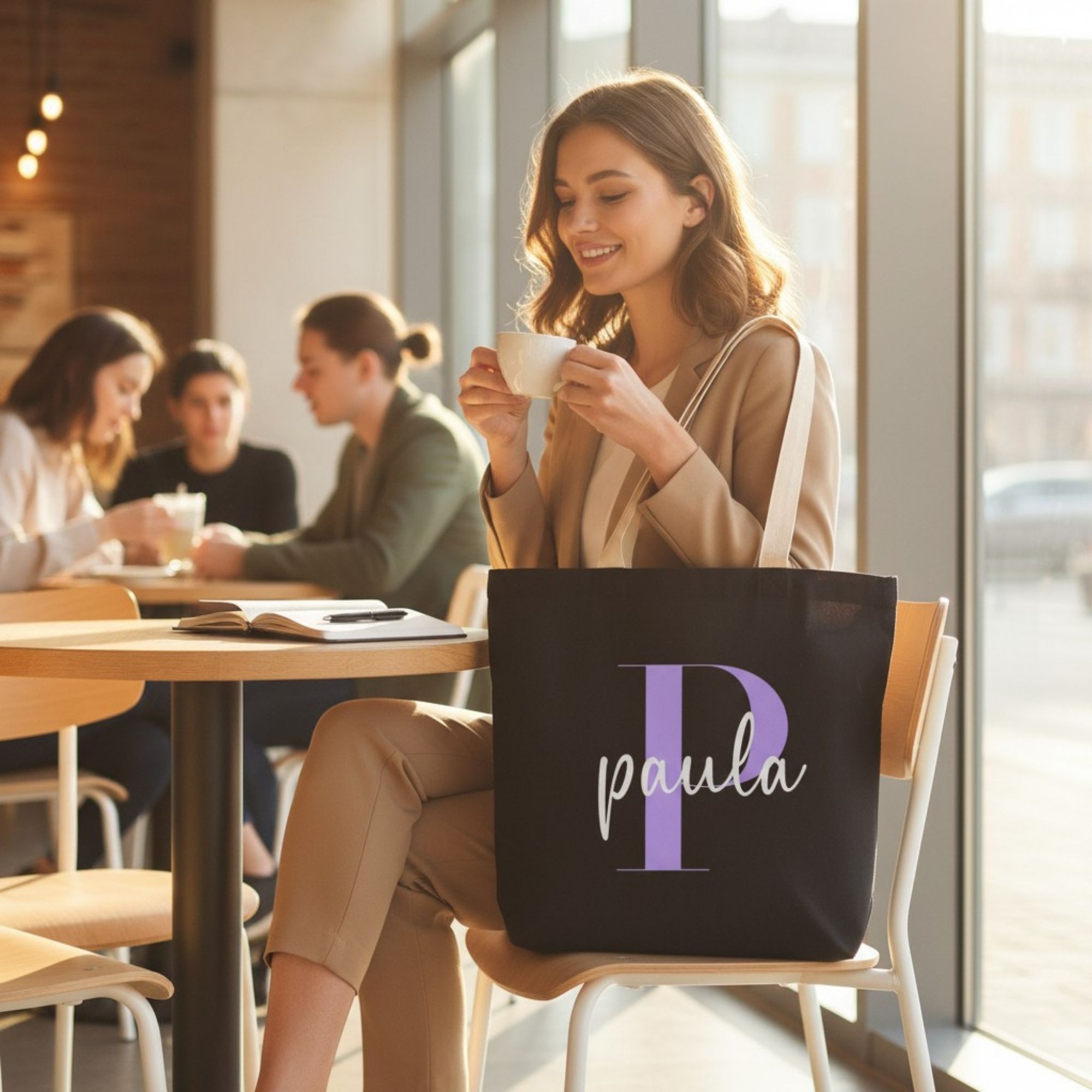 Bolsa personalizada Nature negra INICIALES - Imagen 2